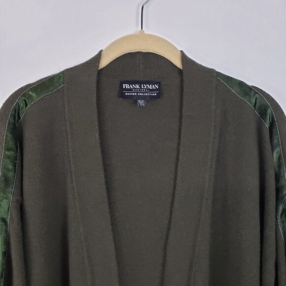 Frank Lyman Open Front Cardigan 3/4 Sleeve Olive Green Knit Coverup Size XL - Picture 3 of 7